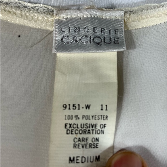 Vintage Cacique 2 Piece Lingerie Pinoir Set Nylon & Satin Bridal Set Beaded Lace - Picture 11 of 12